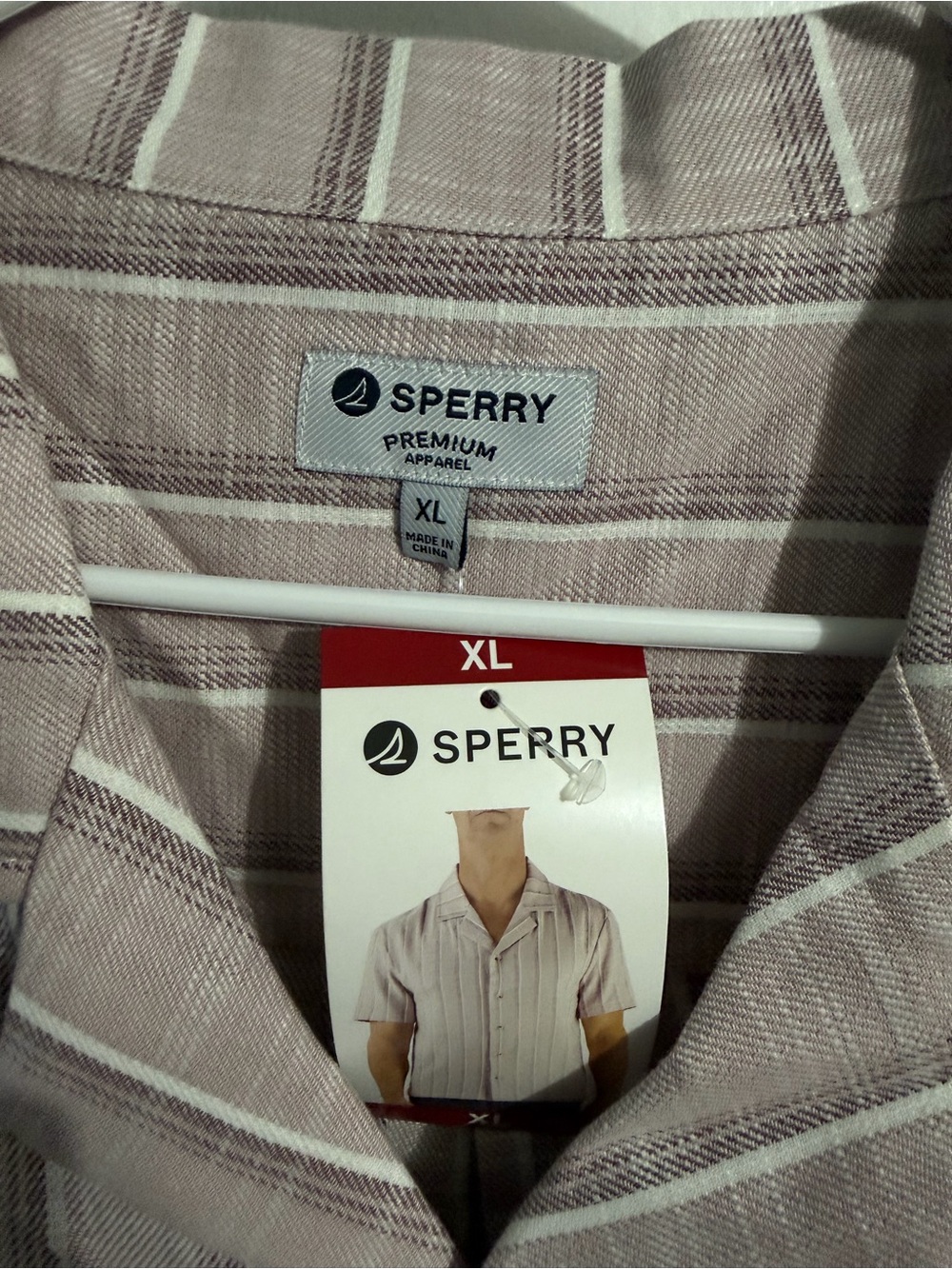 Sperry XL Lavender and White Striped Button-Down Shirt